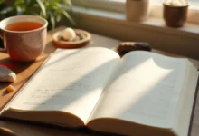 Gratitude journaling for abundance with a peaceful notebook scene