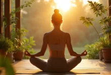 Morning yoga and meditation at sunrise for positive energy and spiritual alignment