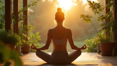 Morning yoga and meditation at sunrise for positive energy and spiritual alignment